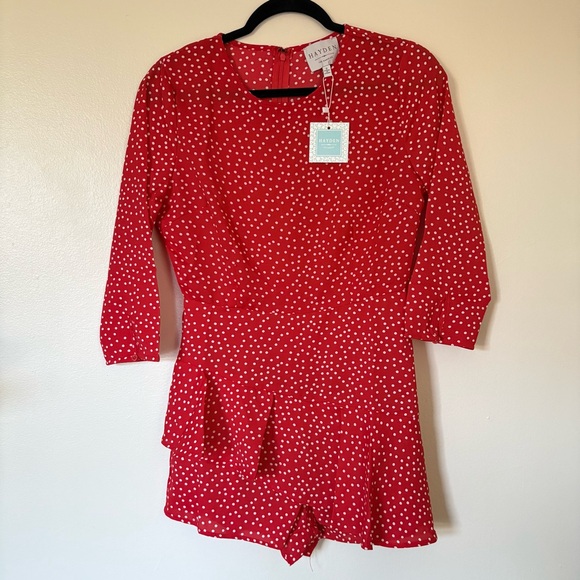 Hayden Pants - Hayden Red White Polka Dot Romper Size Small NWT